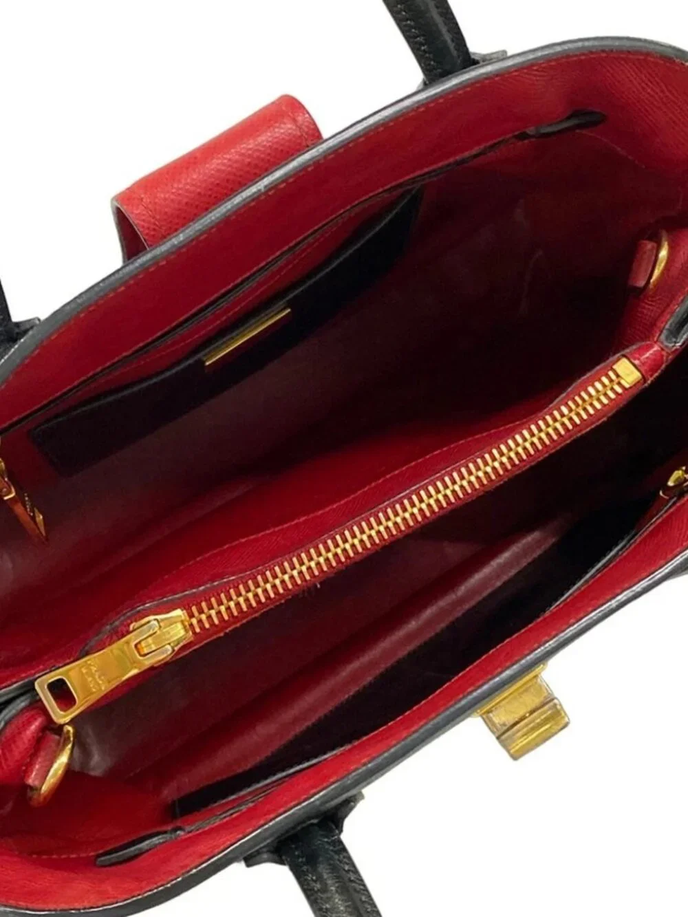 PRADA BN2755 Black Red Saffiano Leather Handbag